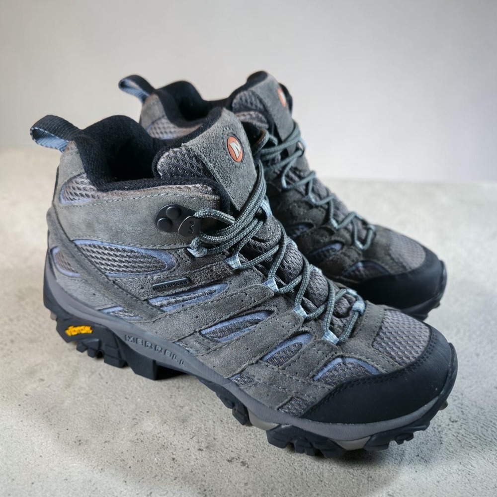 Merrell Moab 2 Mid Waterproof Hiking Boots Womens 8.5 Grey Blue J06054 Vibram